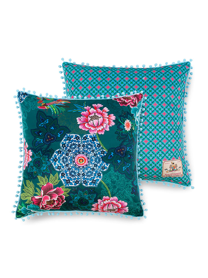 HAPPINESS Poduszka "Ceylon" w kolorze niebieskim rozmiar: 48x48 cm