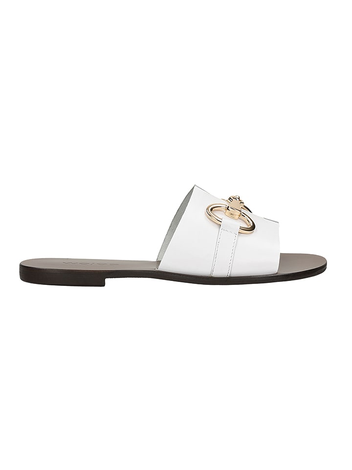 Wojas Skórzane klapki w kolorze białym rozmiar: 42