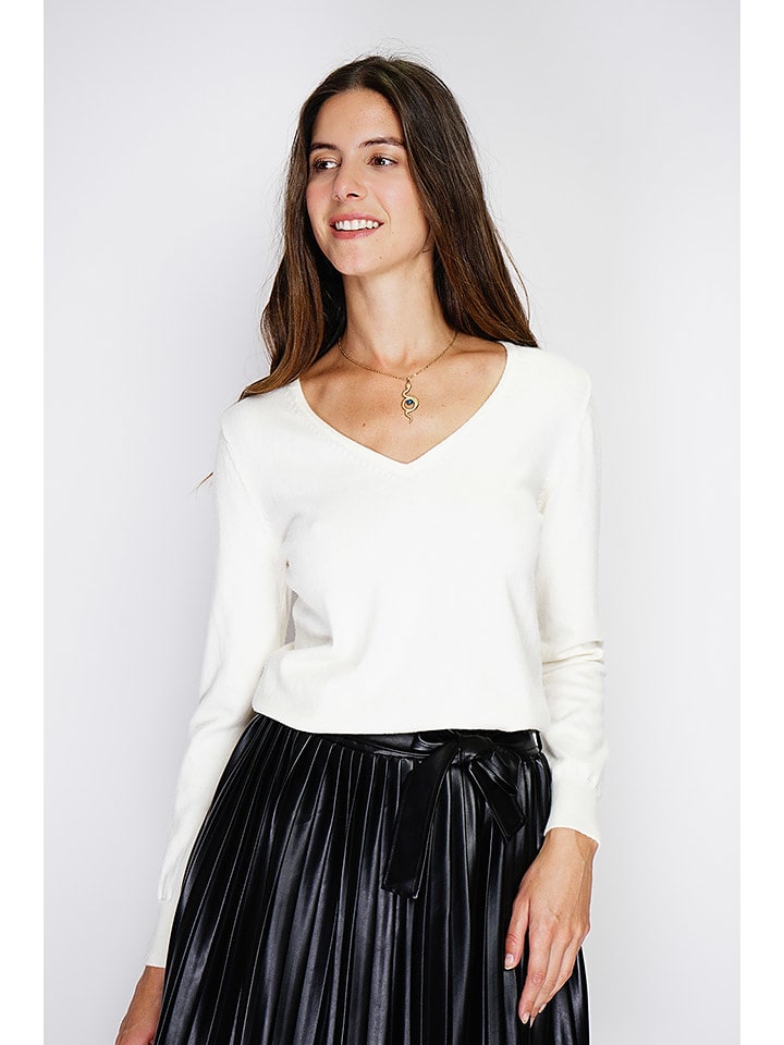 William de Faye Sweter w kolorze białym rozmiar: 34