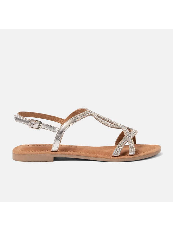 Lazamani Skórzane sandały w kolorze srebrnym rozmiar: 41