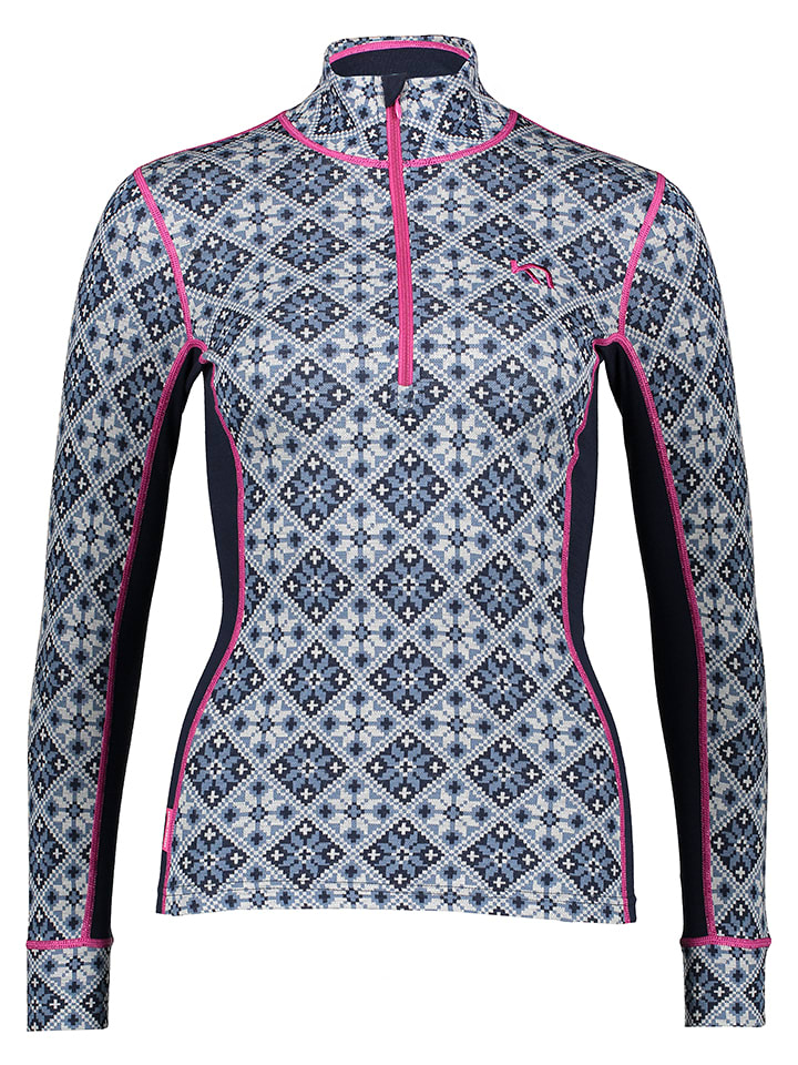 KARI TRAA WeÅ‚niana koszulka termiczna "Rose" w kolorze niebiesko-rÃ³Å¼owym rozmiar: M