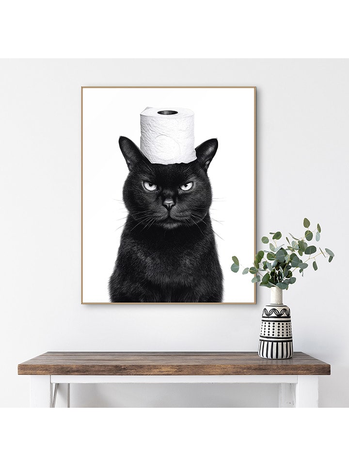 Orangewallz Druk artystyczny "Cat Roll" w ramce rozmiar: 40x50 cm