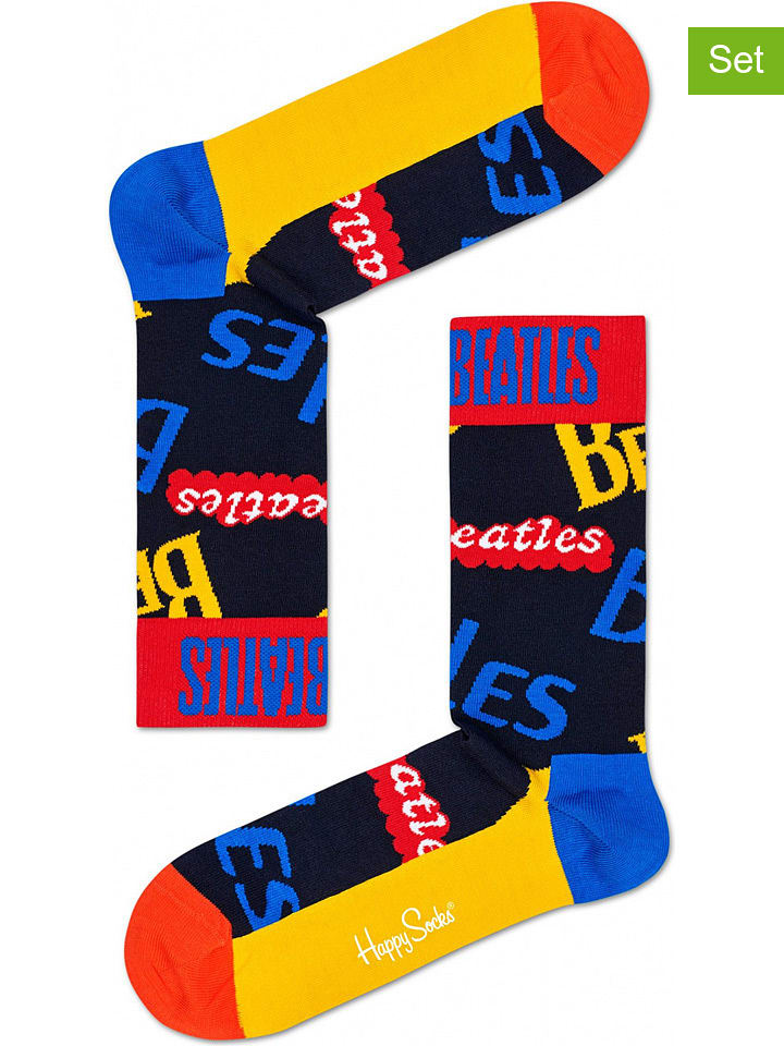 Happy Socks Skarpety (2 pary) "Beatles In The Name Of" w kolorze czarnym ze wzorem rozmiar: 41-46