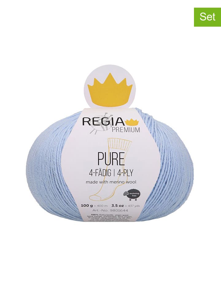 Regia Przędza wełniana (5 szt.) "Premium Pure" w kolorze błękitnym - 5 x 100 g rozmiar: onesize