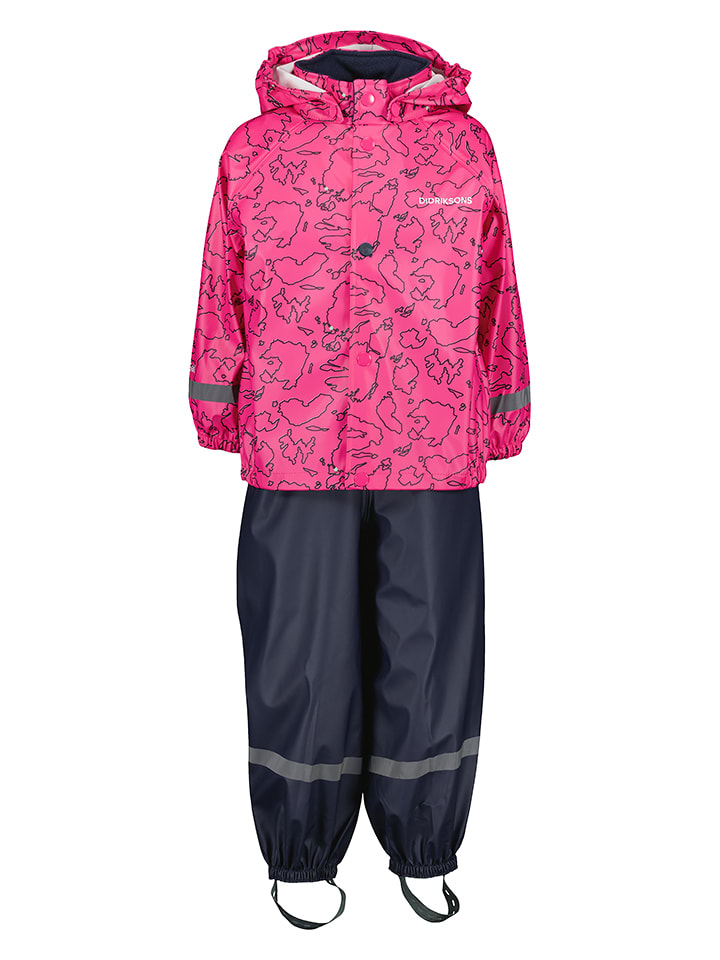 Didriksons 2-częściowy zestaw przeciwdeszczowy w kolorze antracytowo-różowym rozmiar: 90