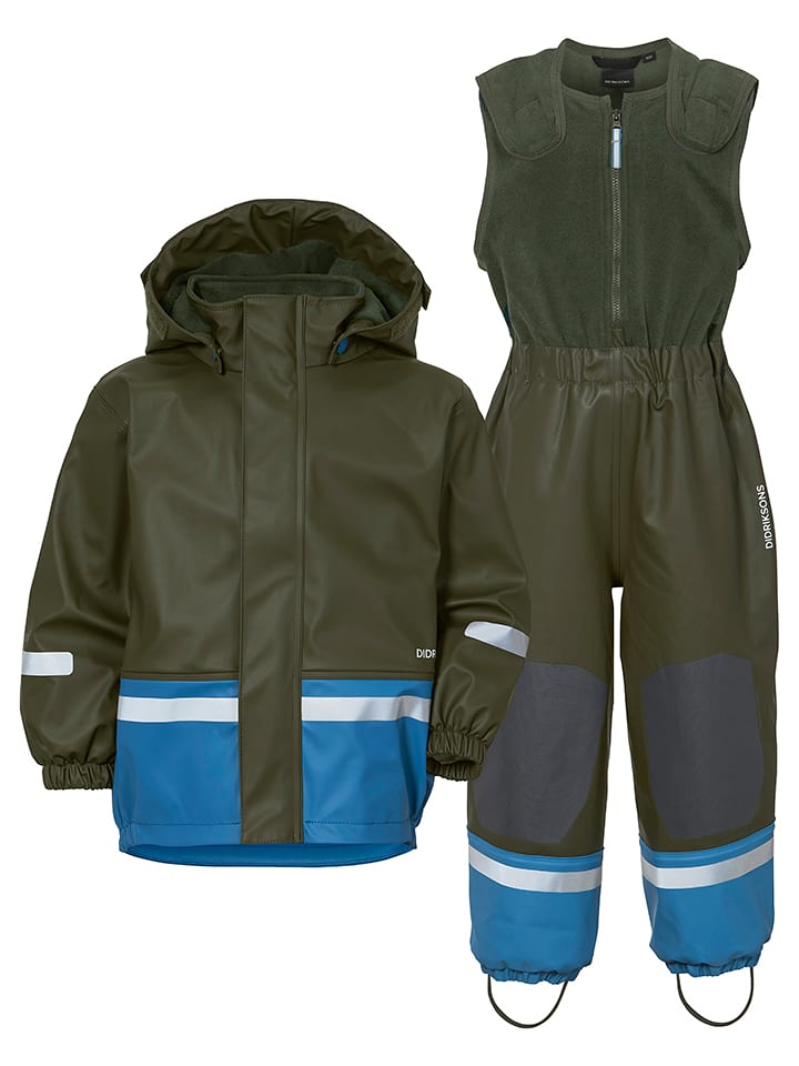 Didriksons 2-częściowy zestaw przeciwdeszczowy "Boardman" w kolorze oliwkowo-niebieskim rozmiar: 100