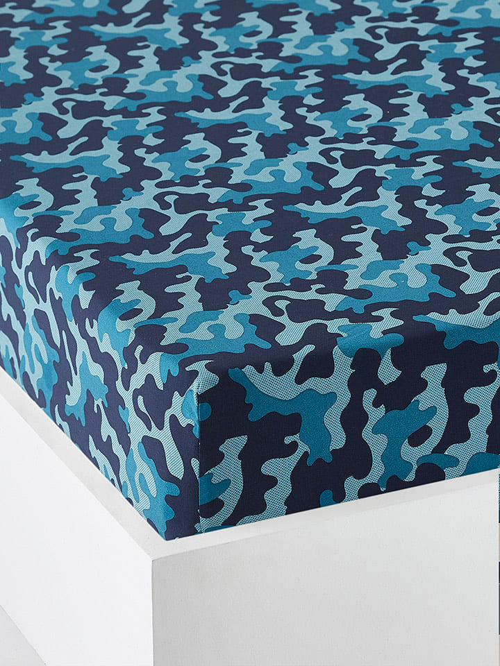 vertbaudet Prześcieradło w kolorze niebieskim na gumce rozmiar: 90x190 cm