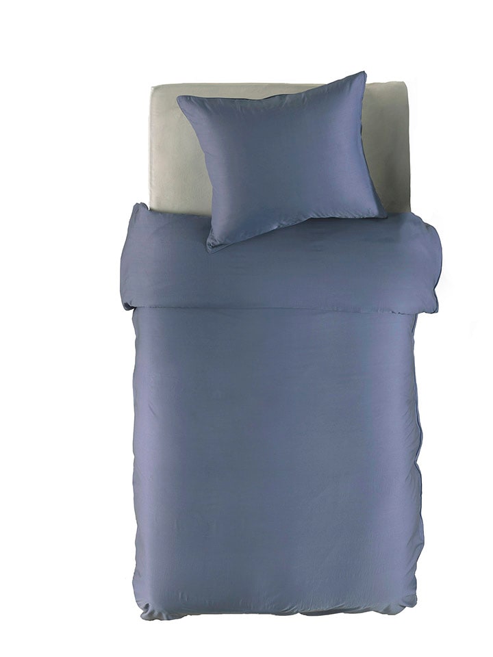 Yellow Komplet pościeli satynowej w kolorze niebieskim rozmiar: 155x220 cm