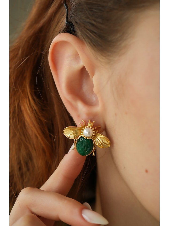 L'Atelier de Gaia Pozłacane kolczyki-wkrętki z agatami rozmiar: onesize