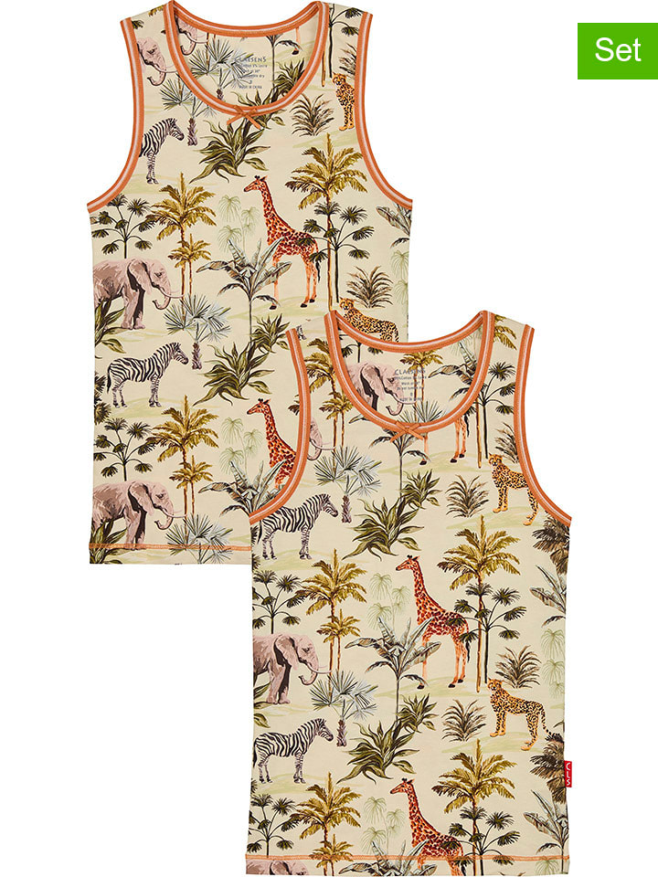 Claesens Podkoszulki (2 szt.) w kolorze beżowym ze wzorem rozmiar: 152