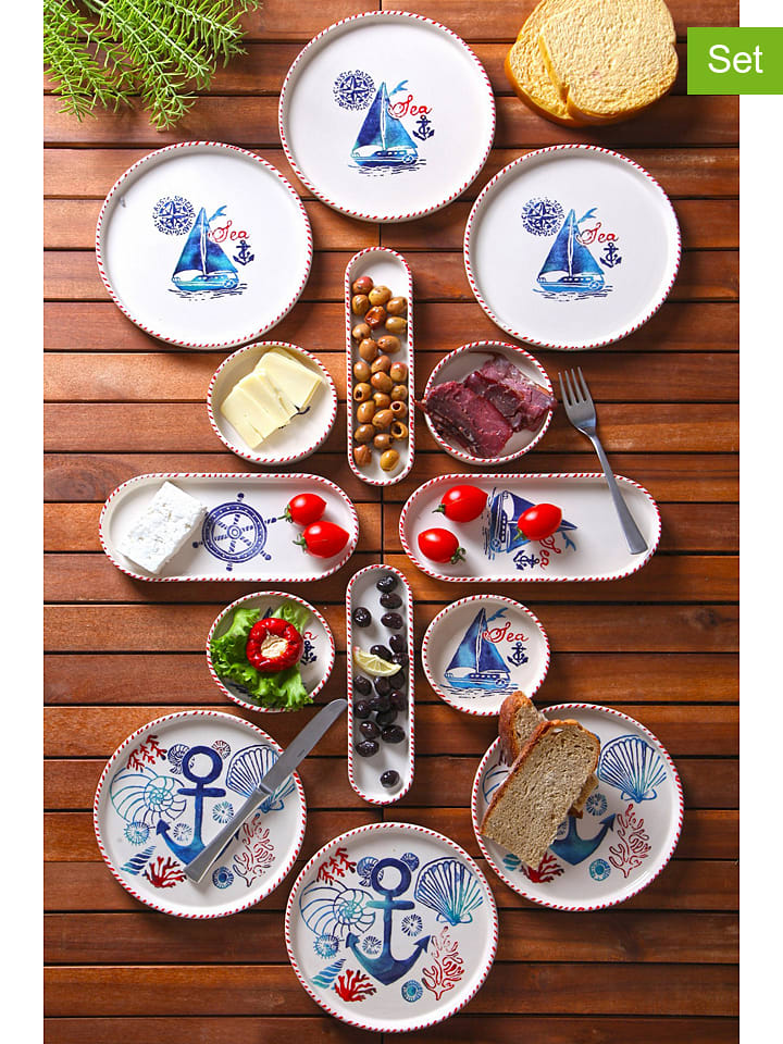 Hermia 14-częściowy zestaw śniadaniowy w kolorze biało-niebieskim rozmiar: onesize