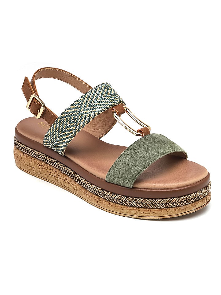 Sixth Sens Sandały w kolorze zielonym na koturnie rozmiar: 40