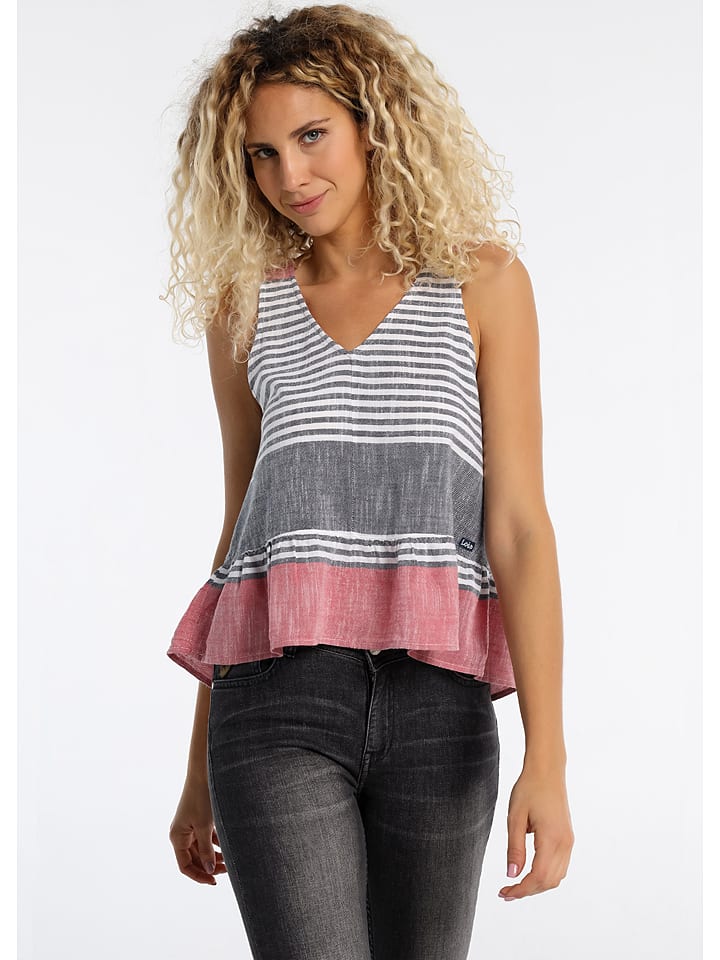 Lois Top w kolorze szaro-czerwonym rozmiar: L
