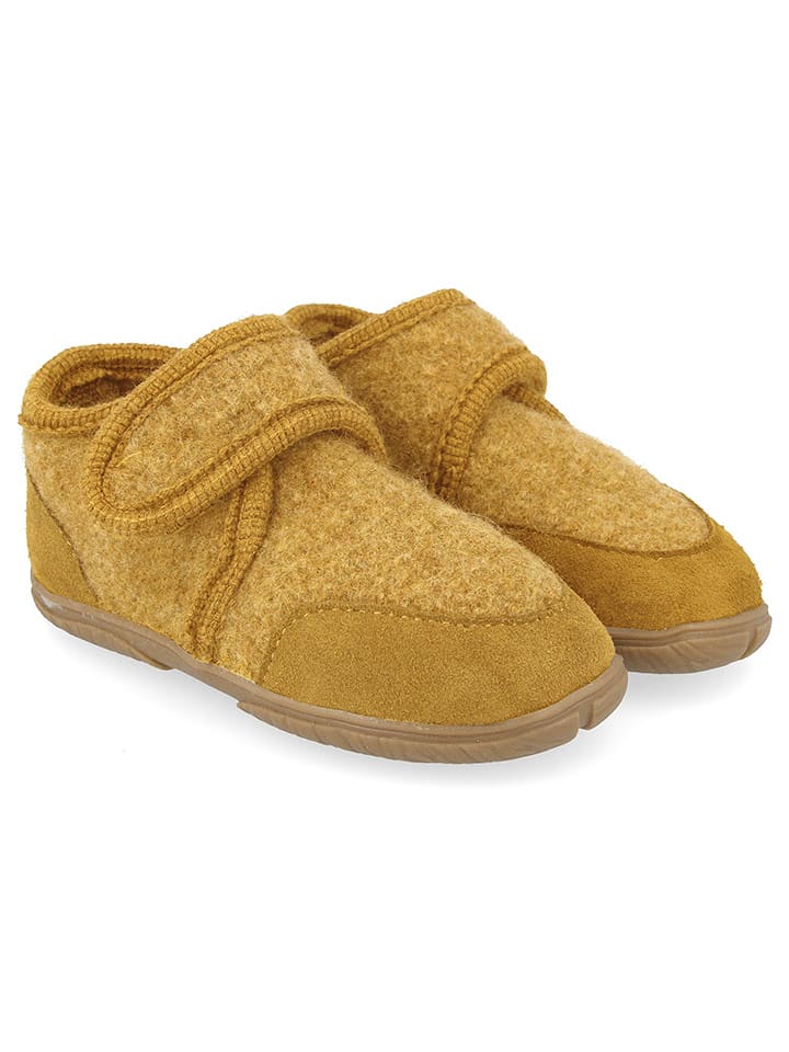 HAFLINGER Wełniane kapcie "Fidelius Fritzi" w kolorze żółtym rozmiar: 23
