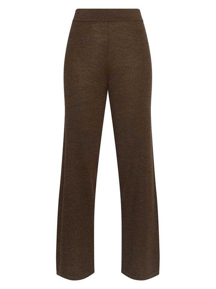 MOSS COPENHAGEN Wełniane spodnie "Nema" w kolorze ciemnobrązowym rozmiar: M/L