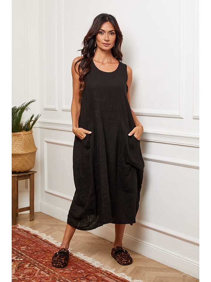 La Compagnie Du Lin Lniana sukienka "Alteo" w kolorze czarnym rozmiar: XXL