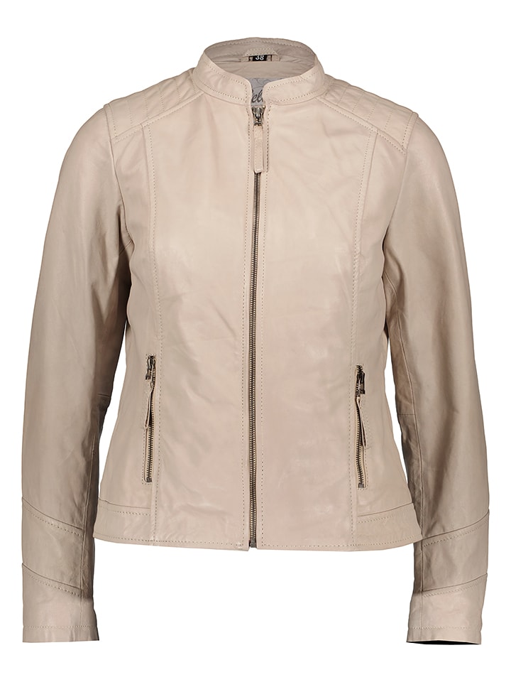 7eleven Skórzana kurtka "Soni" w kolorze beżowym rozmiar: 48