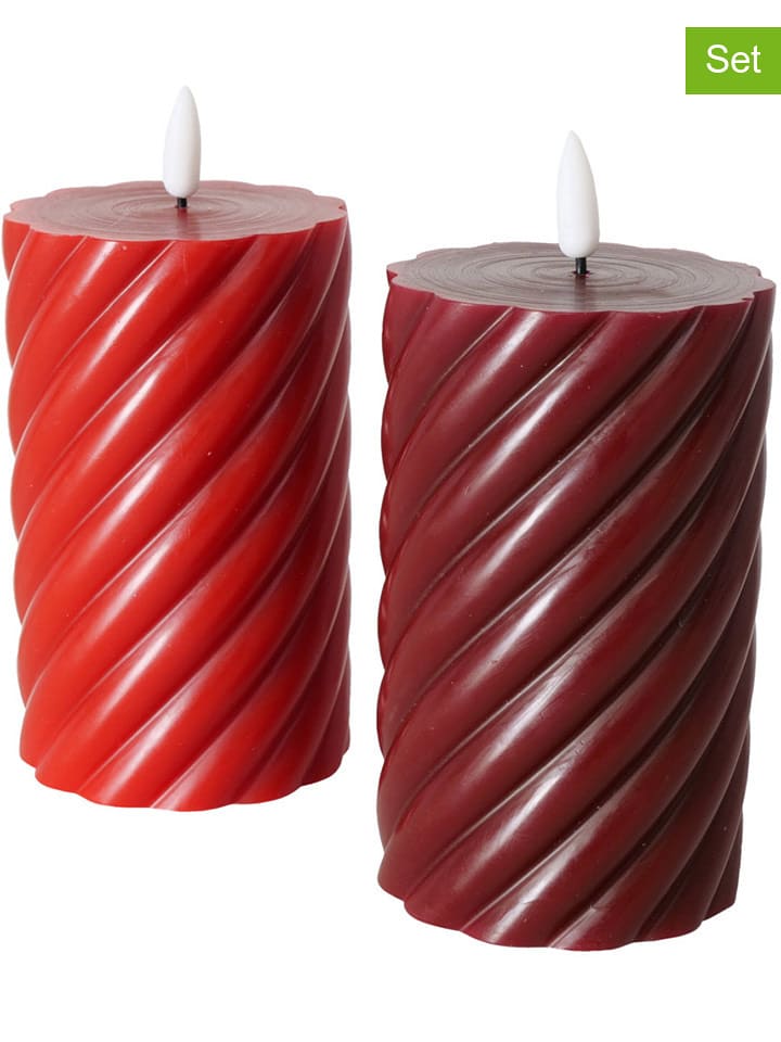 Boltze Świece LED (2 szt.) "Wrap" w kolorze czerwono-bordowym - 12,5 cm rozmiar: onesize