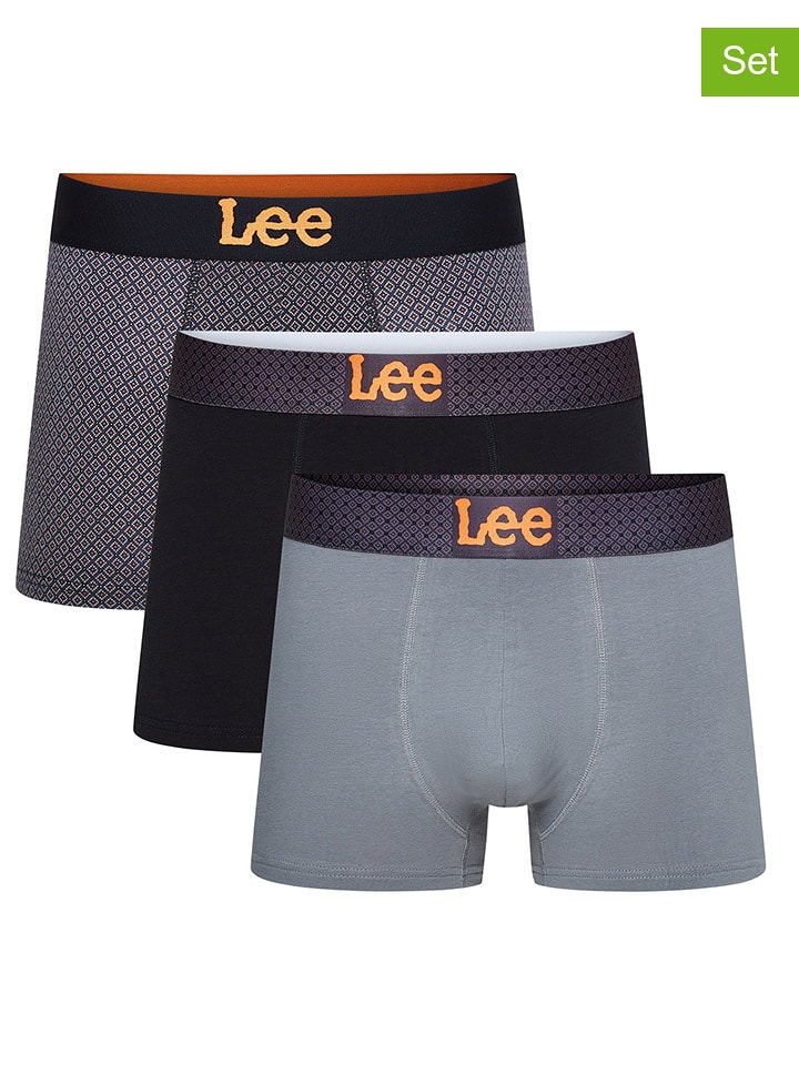LEE Underwear Bokserki (3 pary) "Lucan" w kolorze szaro-czarnym rozmiar: M