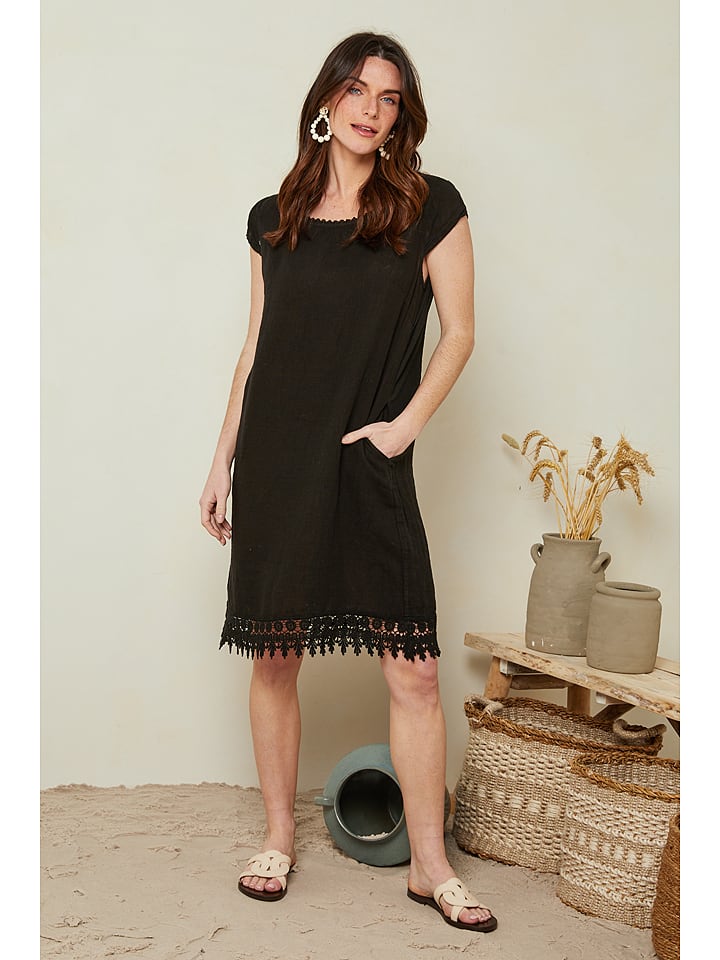 Le Monde du Lin Lniana sukienka w kolorze czarnym rozmiar: 34/36