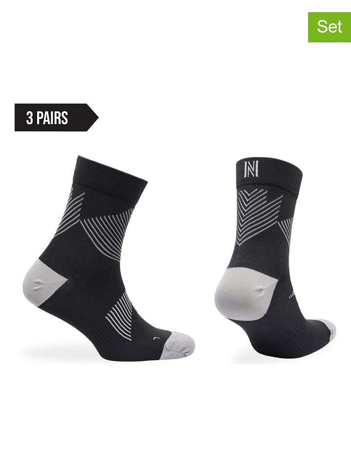 Norfolk Skarpety sportowe (3 pary) w kolorze czarno-szarym rozmiar: 35-38