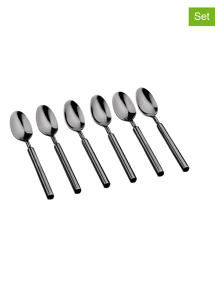 Björn Łyżeczki (6 szt.) "Viggo" w kolorze czarnym do kawy - dł. 14 cm rozmiar: onesize