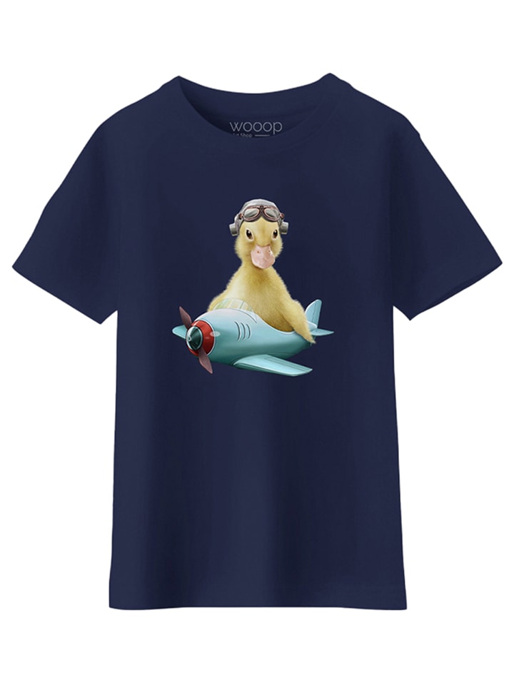WOOOP Koszulka "Duck pilot" w kolorze granatowym rozmiar: 128