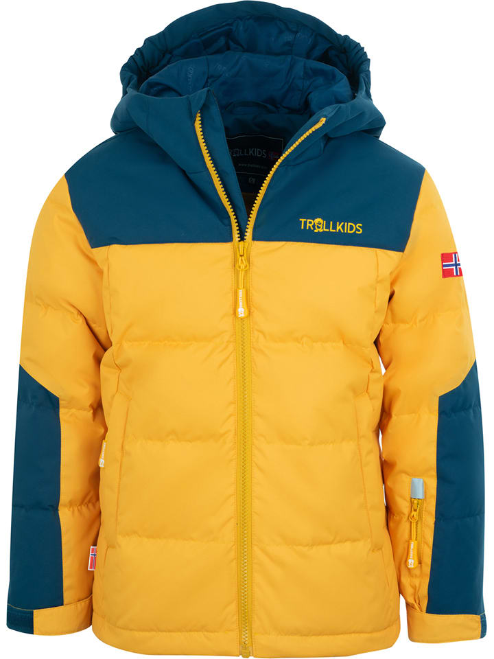 Trollkids Kurtka puchowa "Narvik XT" w kolorze żółto-granatowym rozmiar: 104