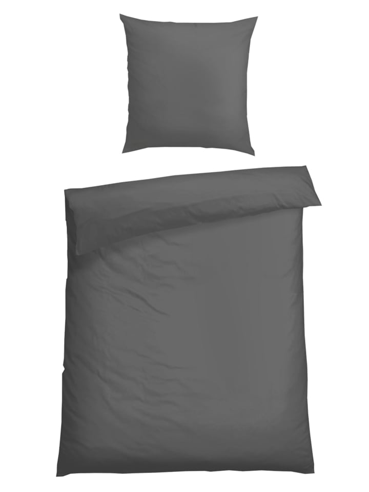 Schiesser Komplet pościeli satynowej "Ella" w kolorze ciemnoszarym rozmiar: 155x220 cm