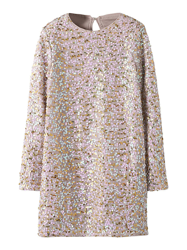 name it Sukienka "Prullas" w kolorze beżowo-złoto-jasnoróżowym rozmiar: 128