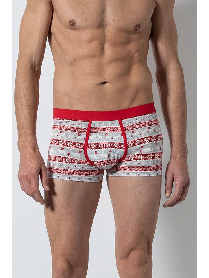 COTONELLA Bokserki w kolorze czerwono-szarym rozmiar: S