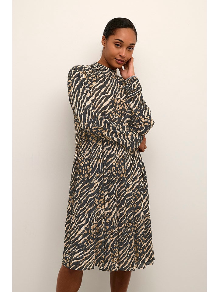 Kaffe Sukienka "Karina" w kolorze brązowo-czarnym rozmiar: 38