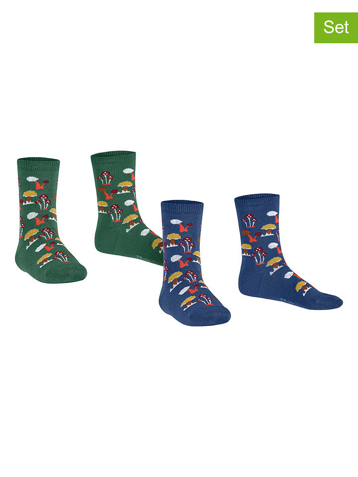 ESPRIT Skarpety (2 pary) "Fungus" w kolorze niebiesko-zielonym rozmiar: 31-34