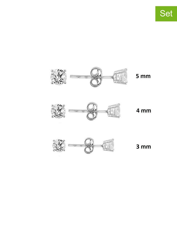 Miu Silver Srebrne kolczyki-wkrętki (3 szt.) z cyrkoniami rozmiar: onesize
