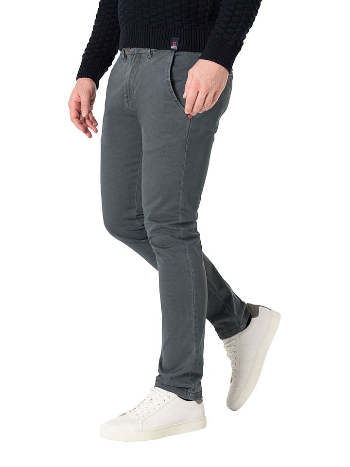Timezone Spodnie chino "Janno" - Slim fit - w kolorze szarym rozmiar: W34/L32
