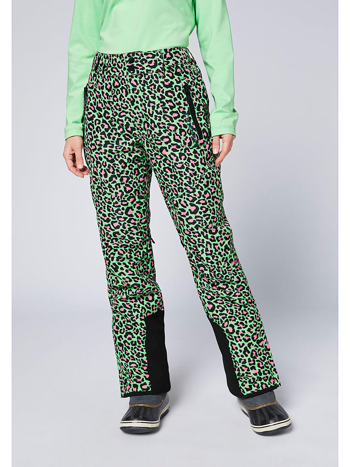 Chiemsee Spodnie narciarskie w kolorze zielono-czarno-różowym rozmiar: 40
