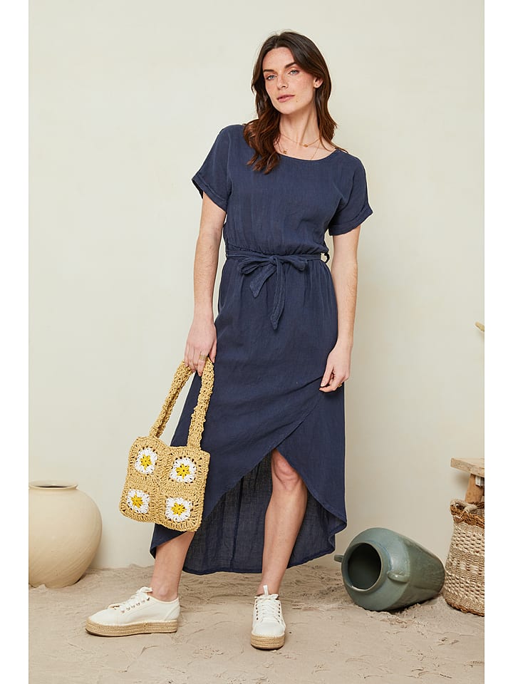 Le Monde du Lin Lniana sukienka w kolorze granatowym rozmiar: 34/36