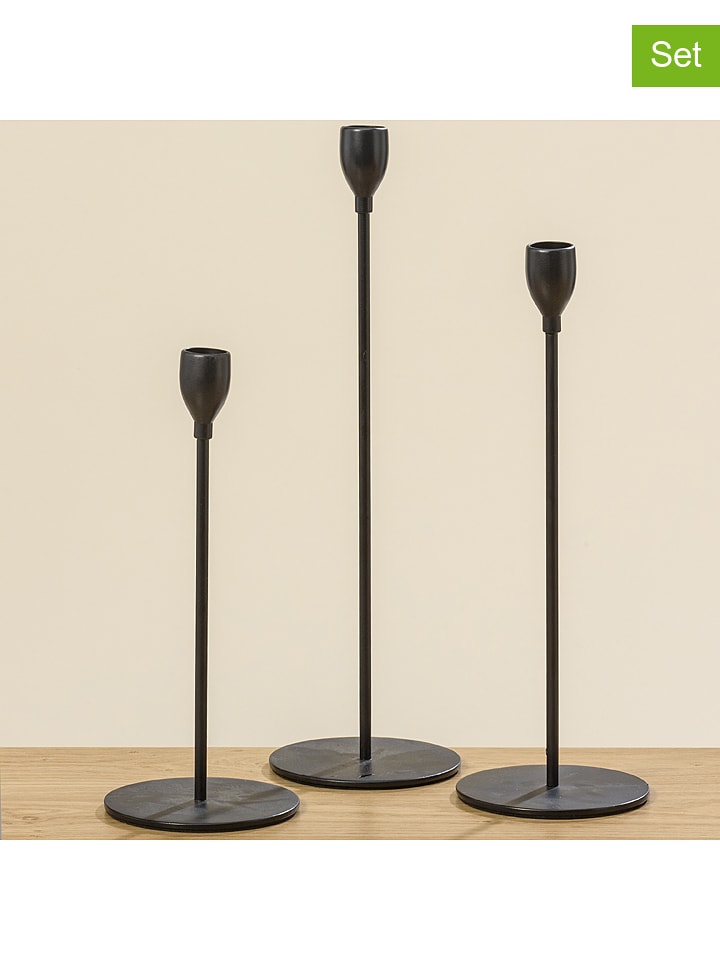 Boltze Świeczniki (3 szt.) "Malte" w kolorze czarnym rozmiar: onesize