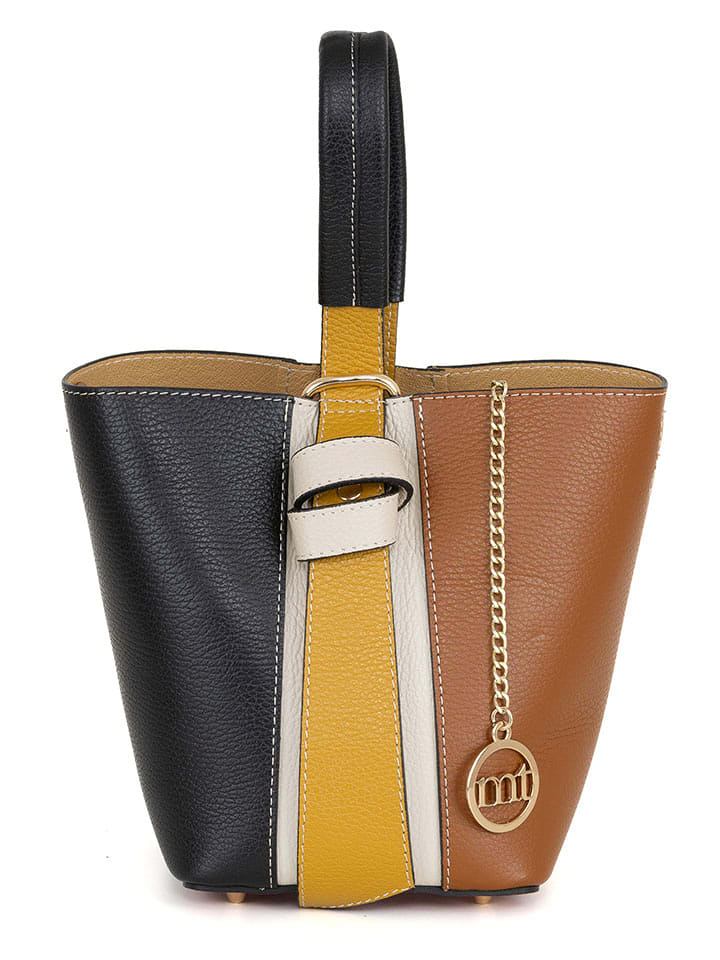 Mia Tomazzi Skórzana torebka w kolorze czarno-jasnobrązowym - 15 x 21 x 15 cm rozmiar: onesize