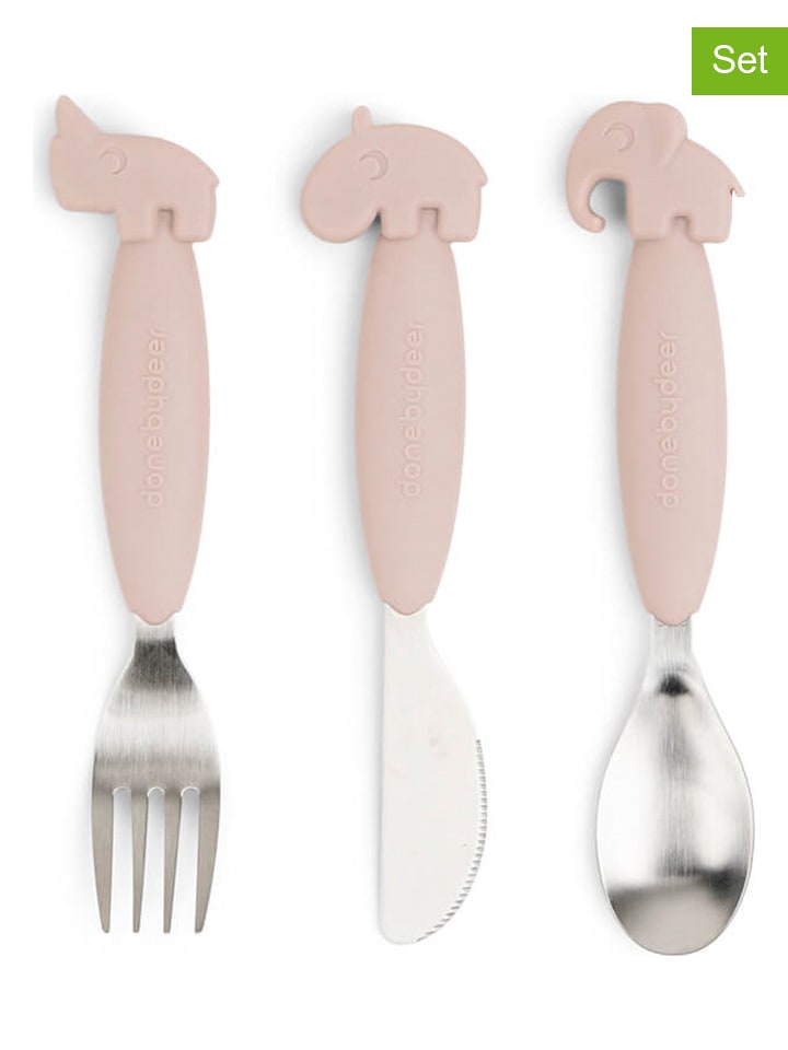 done by deer 3-częściowy zestaw sztućców "Deer friends" w kolorze jasnoróżowym rozmiar: onesize