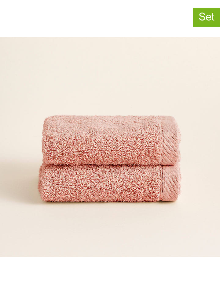 Pierre Cardin Ręczniki (2 szt.) "Serenity" w kolorze łososiowym do rąk rozmiar: 50x100 cm