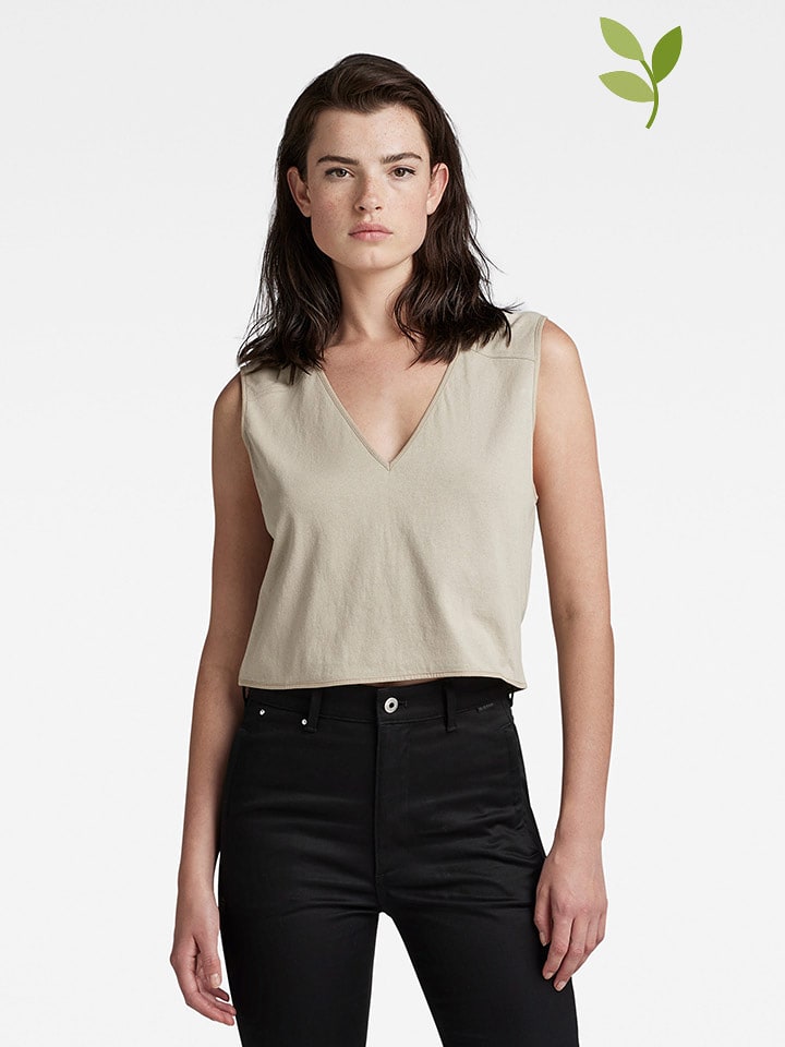 G-Star Top w kolorze beżowym rozmiar: L