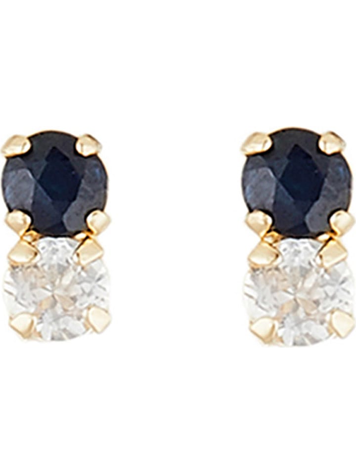 OR ÉCLAT Złote kolczyki-wkrętki "Puces duo précieuses" z szafirami i topazami rozmiar: onesize