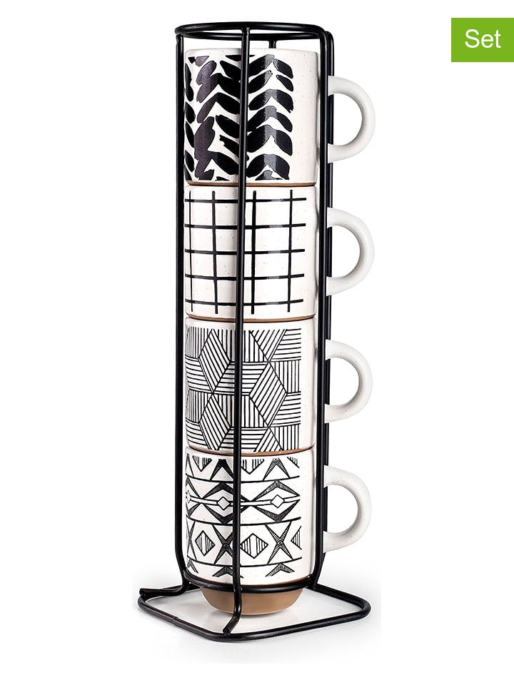 Ibili 5-częściowy zestaw w kolorze czarno-białym do kawy - 130 ml rozmiar: onesize