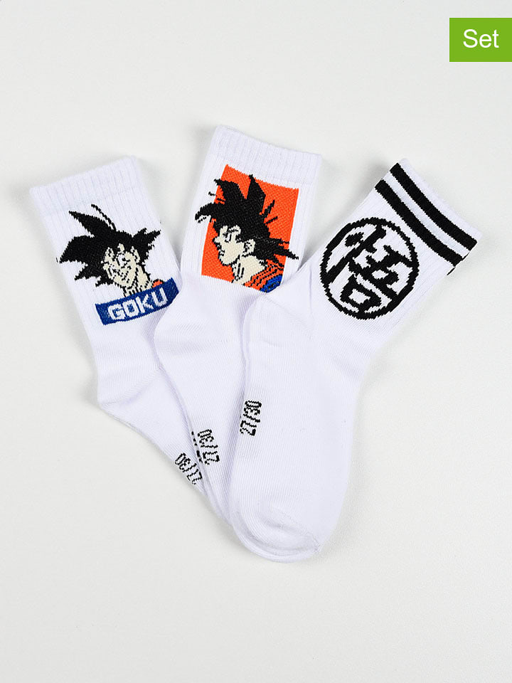 Dragon Ball Skarpety (3 pary) "Dragonball Z" w kolorze białym rozmiar: 23-26