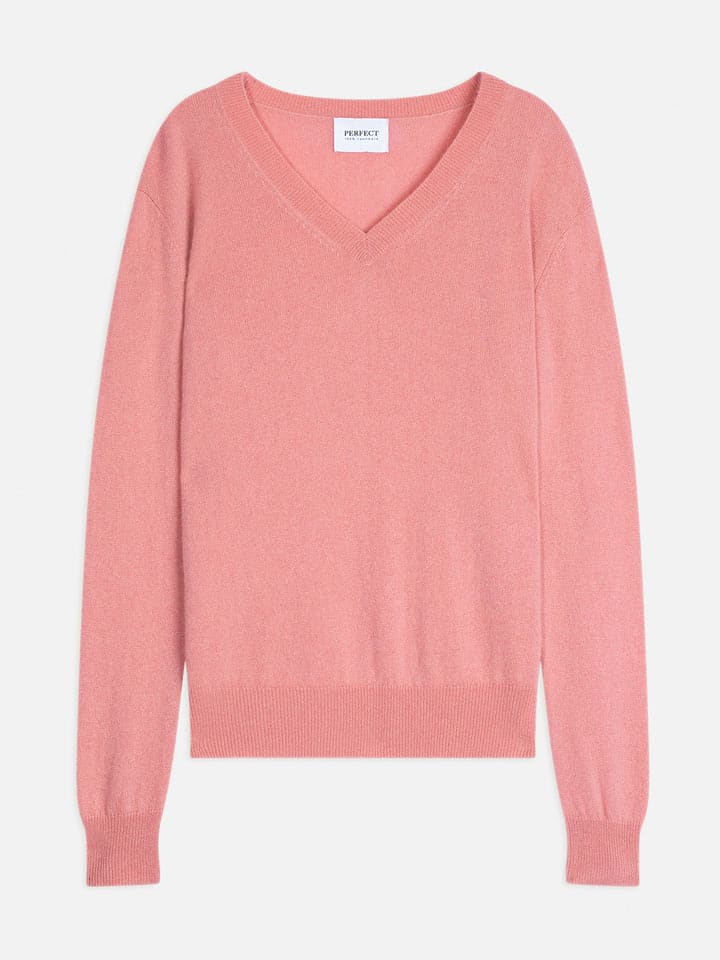 Perfect Cashmere Kaszmirowy sweter "Gardoria" w kolorze łososiowym rozmiar: L