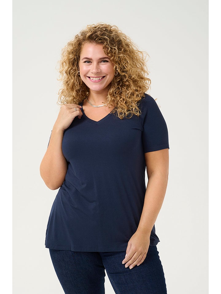 KAFFE curve Koszulka w kolorze granatowym rozmiar: L