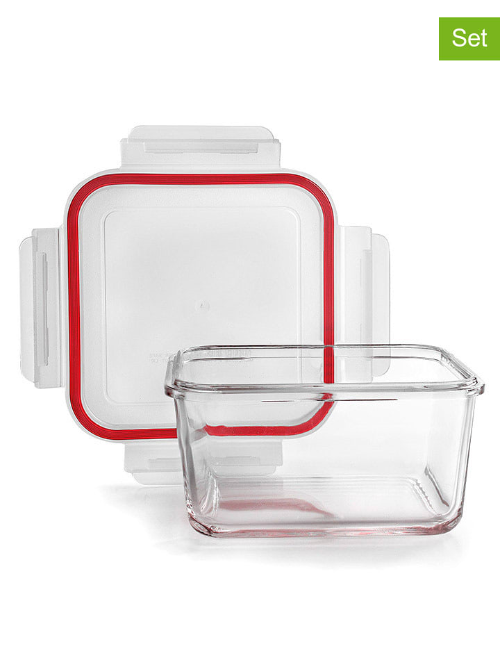 Ibili Pojemniki (2 szt.) w kolorze czerwonym na żywność - 450 ml rozmiar: onesize