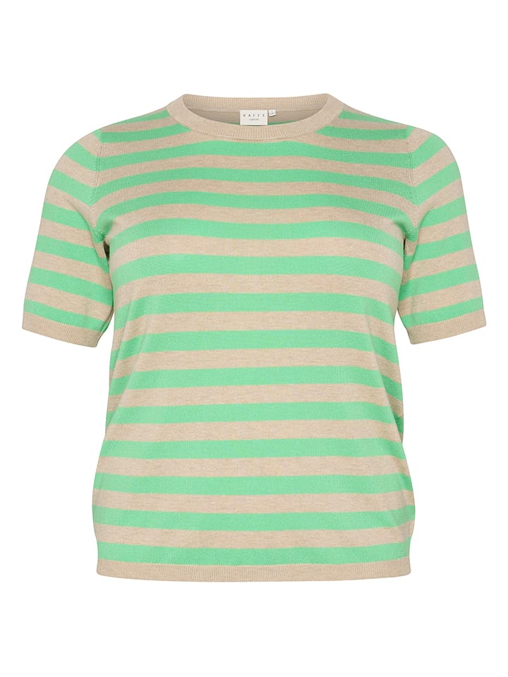 KAFFE curve Sweter w kolorze zielono-beżowym rozmiar: L