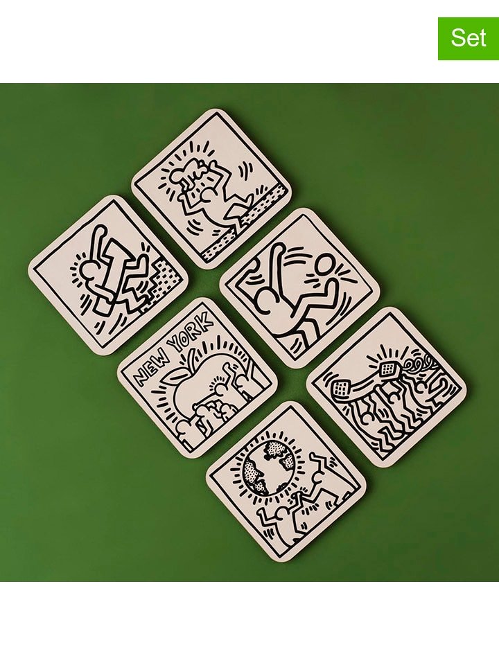 BELLA MAISON 6-częściowy zestaw "Keith Haring" w kolorze czarno-białym - 10 x 10 cm rozmiar: onesize